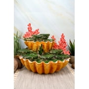 Ocean 2 Tier Golden Giant Clam Shells LED Light Display Stand For Mini Mermaids