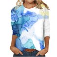 thumbnail image 1 of EQWLJWE Hauts d'Été pour Femmes Hauts pour Femmes en Liquidation Mode Féminine Manches Courtes Col Rond Rétro Imprimé Hauts Amples Blouse Manches Trois Quarts, 1 of 4