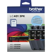 Brother Genuine LC401 Standard Yield 3-Pack Color Printer Ink Cartridges, Cyan, Magenta and Yellow