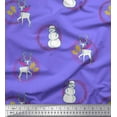 thumbnail image 1 of Soimoi Cotton Jersey Fabric Wreath,Snowman,Reindeer Animal Print Fabric by the Yard 58 Inch Wide, 1 of 1