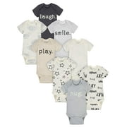 Onesies Brand Baby 8-Pack Short Sleeve Mix & Match Bodysuits, Play Smile & Hug Neutrals, 0-3 Months