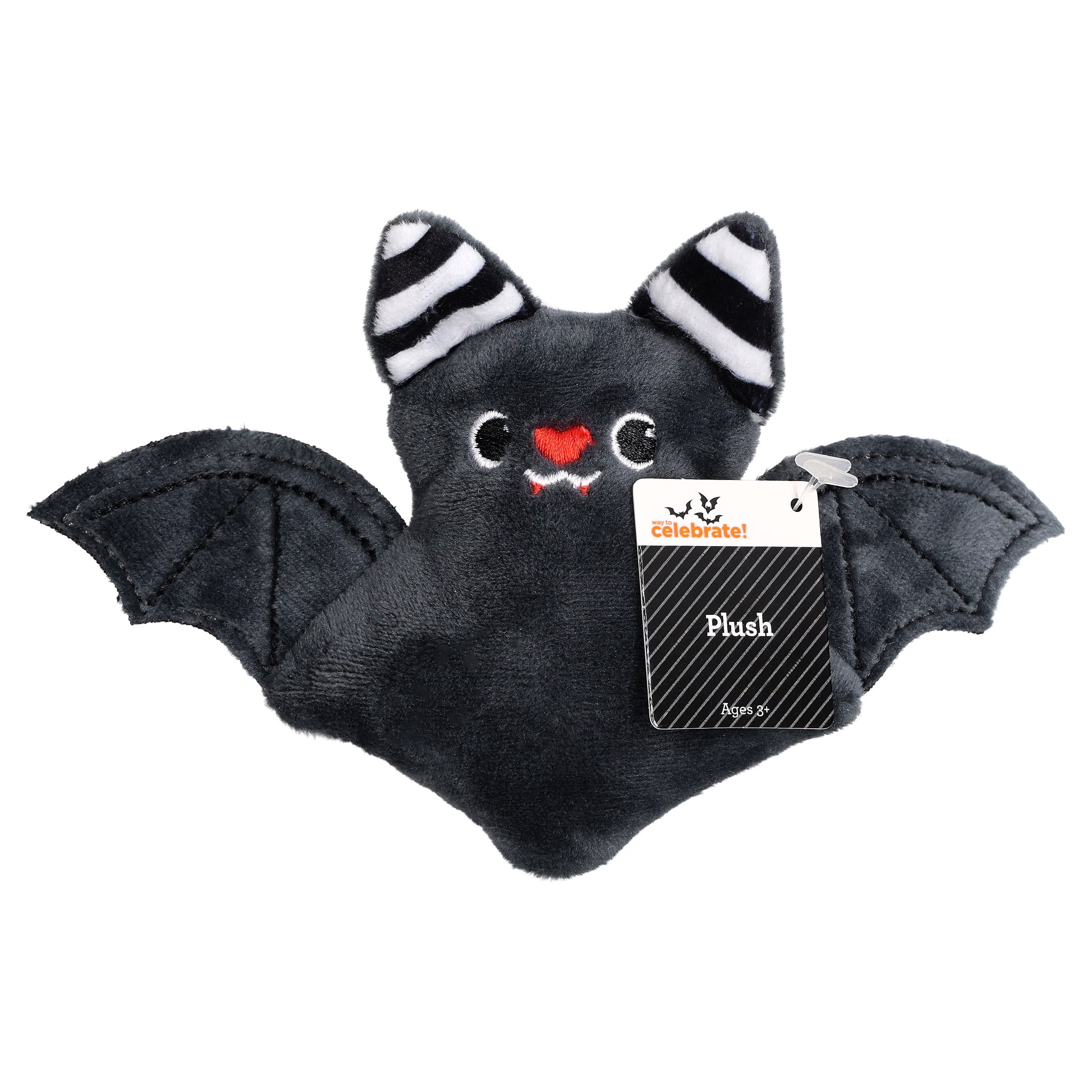 Mini Bat Plush, Black and White, 4.1", Halloween by Way To Celebrate