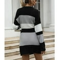 thumbnail image 3 of Sweater Dress, Fashionable Pullover Sweater Dress Round Neck Loose Color Block Polyester Fiber  For Dating For Autumn For Holiday ANGGREK gris claro L, 3 of 7