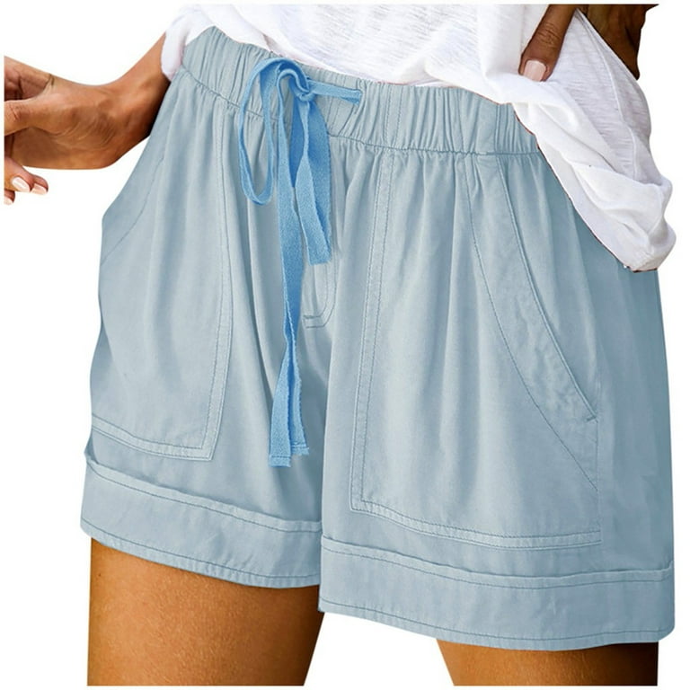 Okbop Athletic Shorts for Women Summer Plus Size Comfy Drawstring Elastic  Waist Pocket Loose Shorts Pants Boxer Shorts Red M(6)