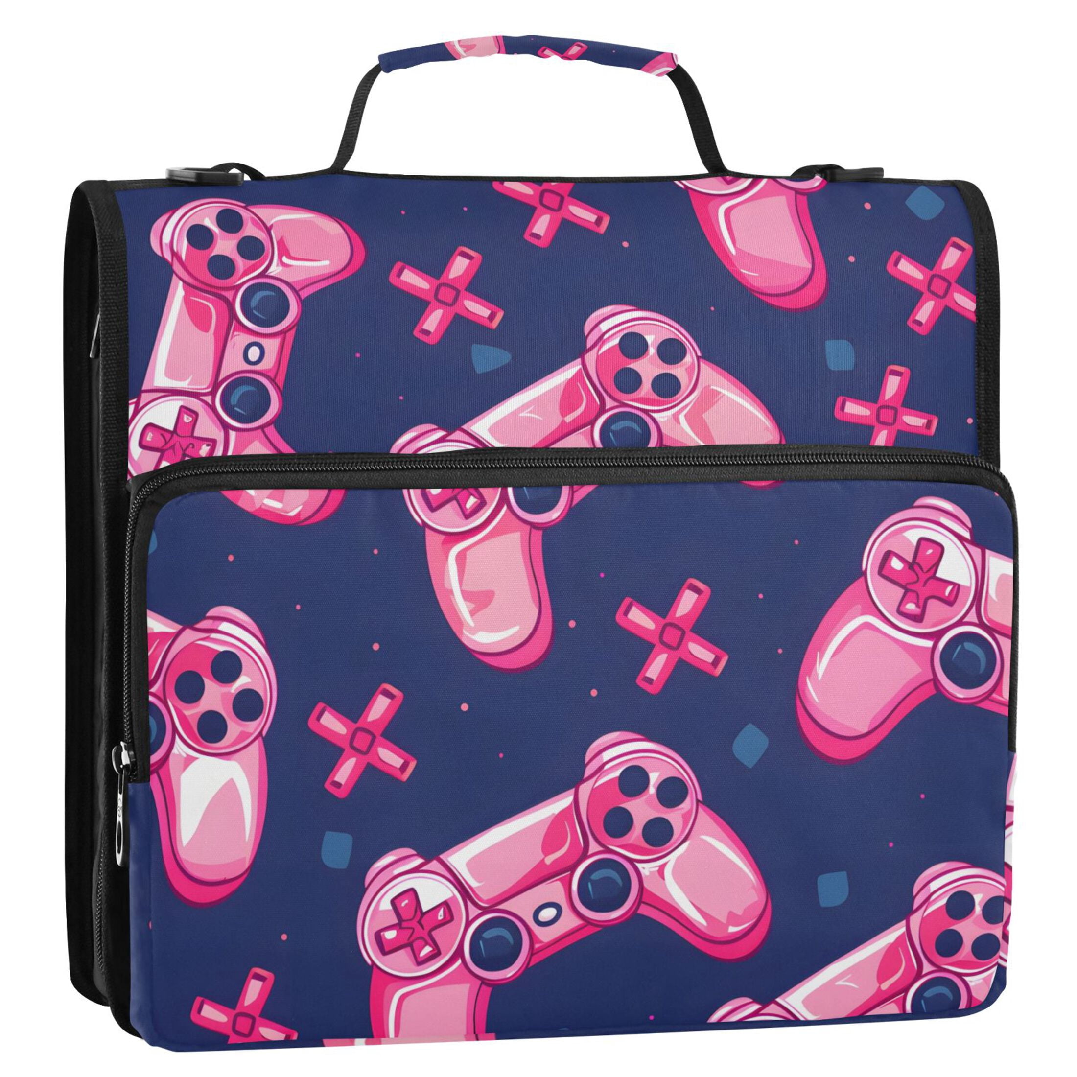 ALAZA Zipper Binder Pink Handle 3 Ring Trapper Keeper File Folder Organizer Bag