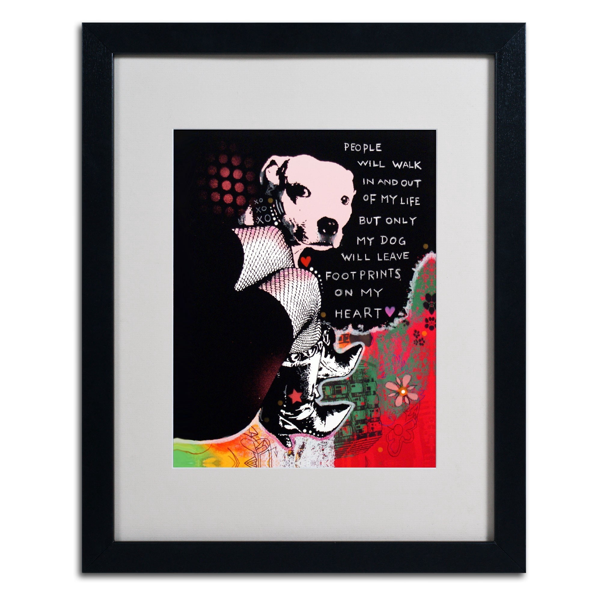 Matted art under acrylic in a black frame