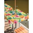 thumbnail image 2 of Outdoor Tablecloth with Umbrella Hole for Patio/Picnic/Party/Camping, Summer Pineapple Waterproof Table Cloth Square Cover Washable, Tropical Fruits Lemon Sage Green Plaid (60"x 60"), 2 of 8