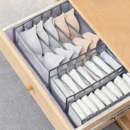 

3pcs Set of Underwear Bra Storage Box Socks Drawer Organizer Compartment Storage Box Home Dormitory Cabinet Organizers Box Divider Gray