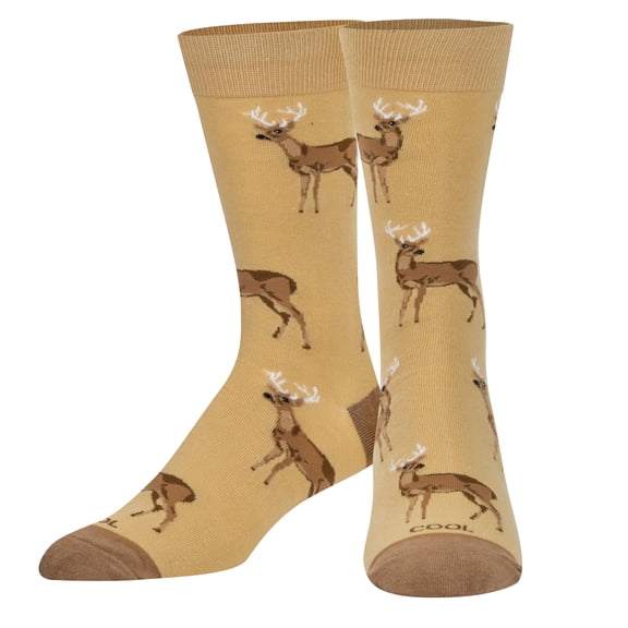 Cool Socks Novelty Crew Socks Men's Women's, White Tail Buck, Graphic Print, Large