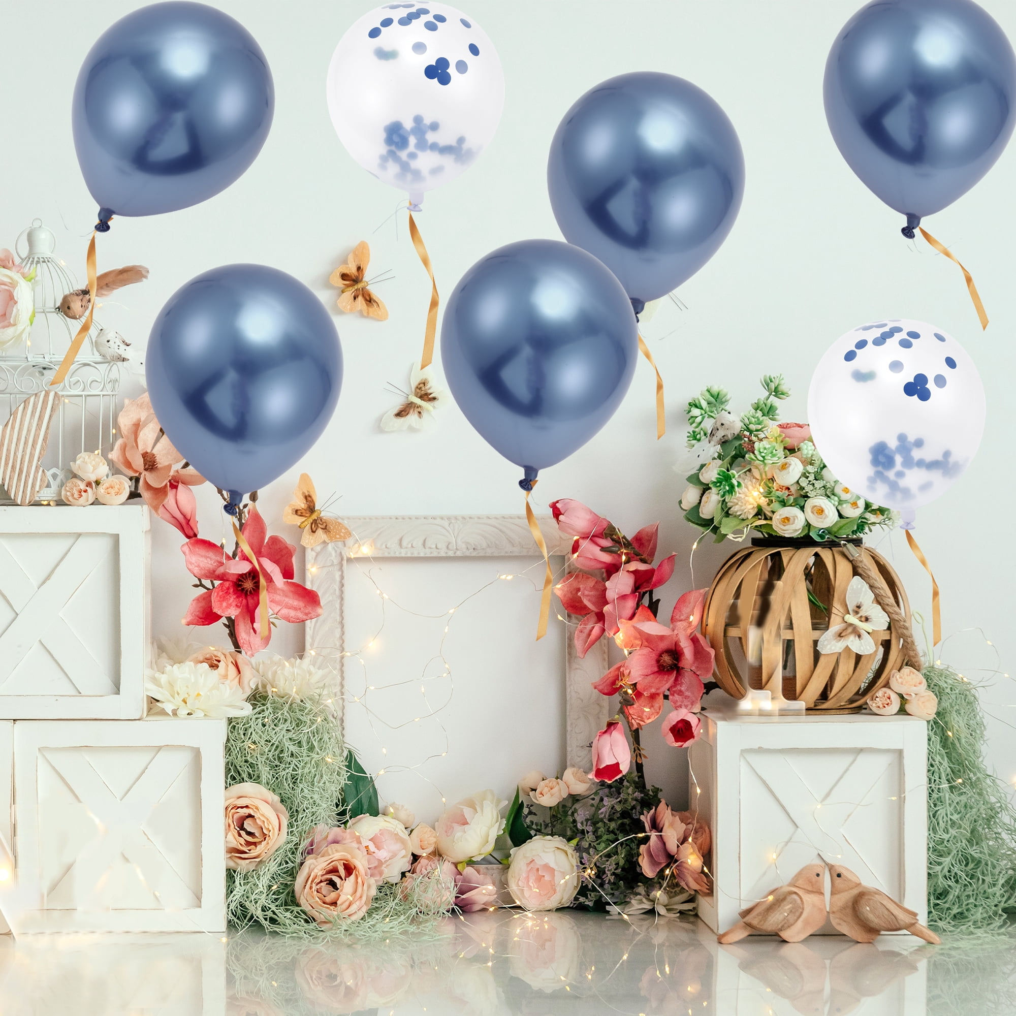 Unique Bargains 16Pcs Latex Party Wedding Graduation Anniversary Decoration Blue