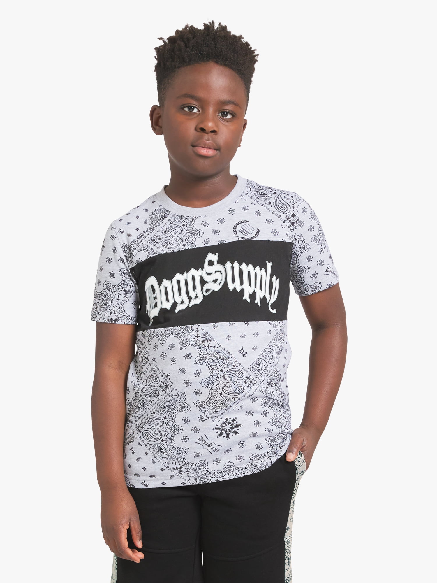 Dogg Supply by Snoop Dogg Little Boys & Big Boys Bandana Print Short Sleeve Tee, Sizes 4-18