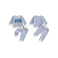 thumbnail image 2 of Lairauiy Toddler Baby Boys Fall Outfit 6 12 18 24 Months 2T 3T Long Sleeve Striped Sweatshirt with Pants Clothes Set, 2 of 3