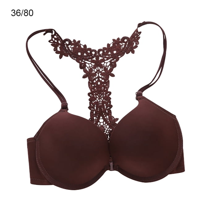 Sujetador de mujer con hebilla frontal de encaje Sujetador tipo Y con correa para el hombro Sujetador Hacer subir para niña Ropa interior, café, 36/80 seitruly AP001216-14B