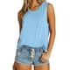 thumbnail image 1 of Gibobby Cuello sólido Camisa casual Chaleco sin mangas Bolsillo de color redondo Camiseta de mujer y camis de mujer(Azul,M), 1 of 5