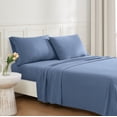 thumbnail image 3 of TRULY SOFT Garment Wash Solid Blue Twin 3 Piece Sheet Set, Solid Color Themed, Oeko-TEX Certified Confidence, 3 of 6