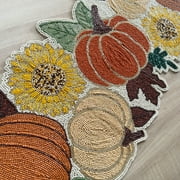Enliven, Handmade bead table runner and placemat, pumpkin fall runner
