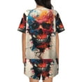 thumbnail image 6 of Haiem Abstract Colorful Skull Art Pattern Pajama Set for Women 2 Piece Lounge Set Short Sleeve Tops and Shorts Soft Sleepwear-Small, 6 of 7