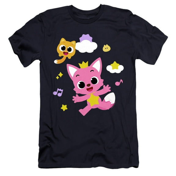 Pinkfong and Ninimo Clouds Unisex Adult Canvas Brand T Shirt, Navy, Small