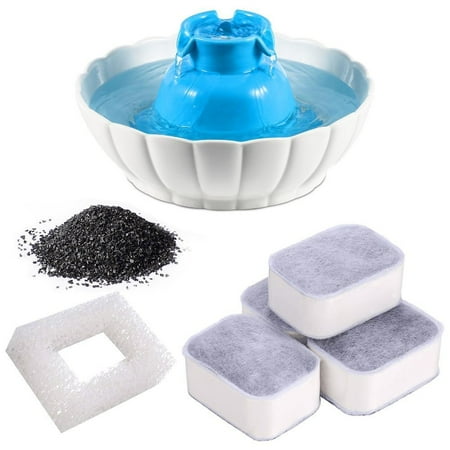 4Pcs Carbon Filter, 1Pcs Foam Pet Water Fountain Filters, Healthy Pet Drinkwell Replacement Premium Cotton Activated Carbon Pet Water Drinking Filter