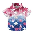 thumbnail image 4 of MKOSPLRT Patriotic Shirts for Boys Girls Short Sleeve Button Down Shirts USA Star Stripes Fourth July Tee Shirts 2-15 Years, 4 of 9