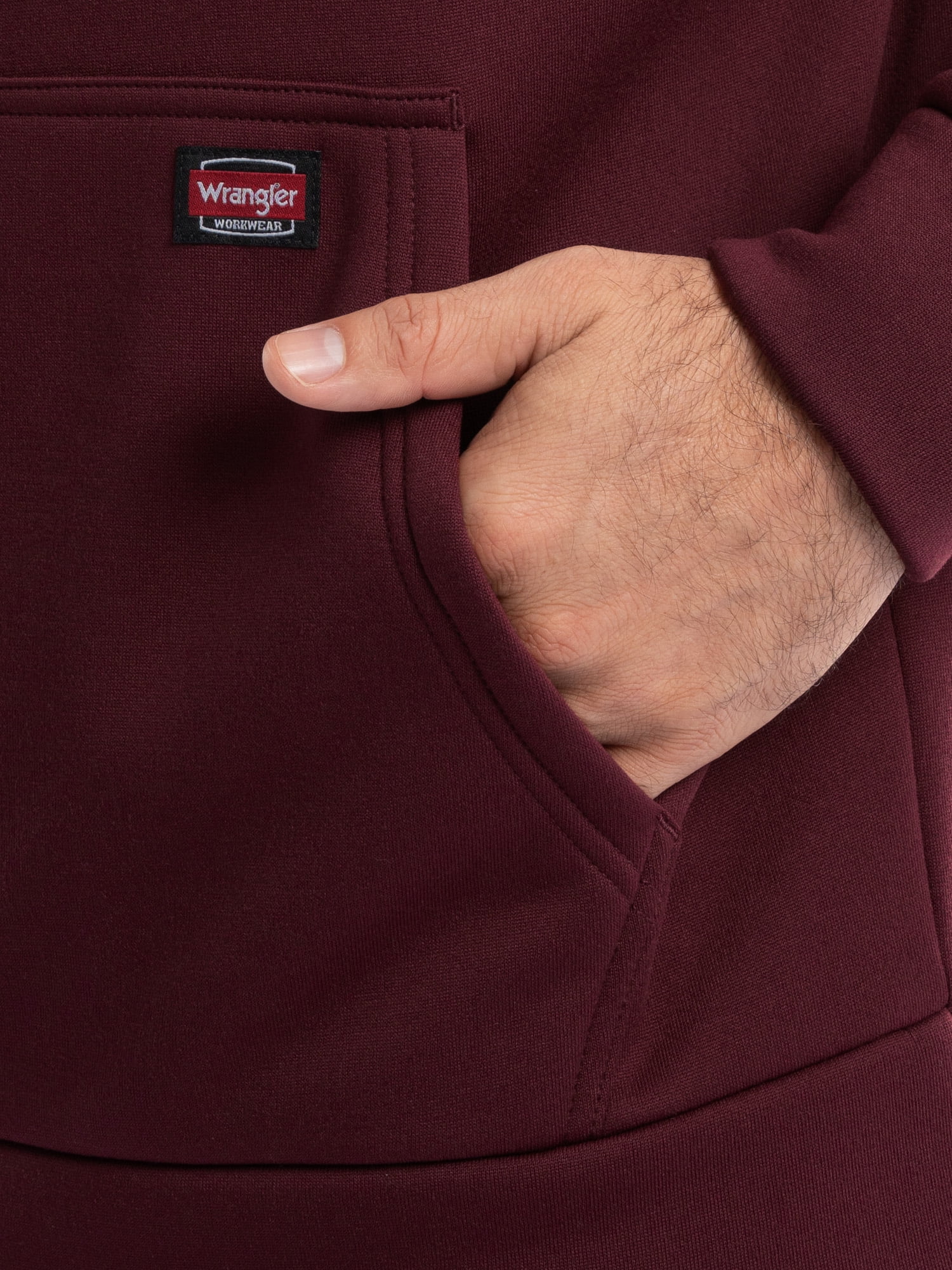 Wrangler Workwear Men's and Big Men's Relaxed Pullover Hoodie with Faux Shearling Lining, Sizes S-3XL