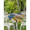 thumbnail image 2 of Outdoor Tablecloth with Umbrella Hole and Zipper, Spring Sunflowers Round Table Cloth 60 Inch Waterproof Tablecloth, Country Bicycles Yellow Flowers Wooden Picnic Table Cover for Patio Camping, 2 of 7