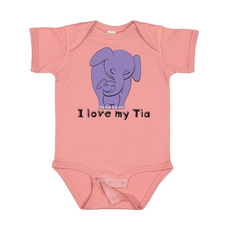 

Inktastic I Love My Tia Elephant Purple Gift Baby Boy or Baby Girl Bodysuit