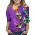 thumbnail image 2 of Spazoro Kids Child Girls Casual T-Shirts Tee, Fashion Crew Neck 3/4 Sleeve Summer Mardi Gras Print Loose Tops Trousers for Girls Multicolor Size 3-4 T, 2 of 5