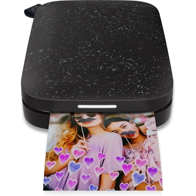 Vakman kennisgeving satire HP Sprocket Portable Photo Printer (Noir) – Instantly Print 2x3”  Sticky-backed Photos from Your Phone - Walmart.com
