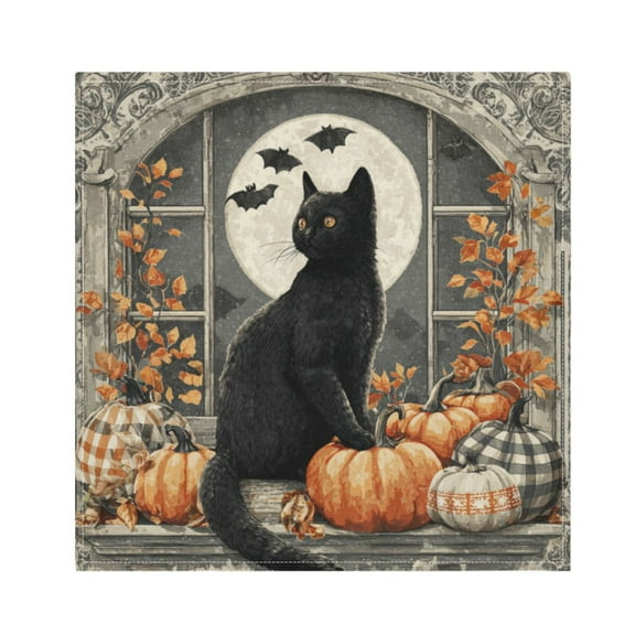 Qxltty Halloween Kitten Napkins 20×20in Perfect for Parties Dinners Weddings Cocktail Housewarming Cloth Napkins Set of 6