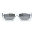thumbnail image 5 of Narrow Rectangle Flat Top Horn Rim Thick Temple Plastic Sunglasses Clear - Silver Mirror, 5 of 8