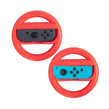 Nintendo Switch Wheel (2-Pack Set) by Insten Joy-Con Protective Steering Wheel Handle Grip [Extra Protection] for Nintendo Switch Joy Con Left/Right Controller Racing Game Accessories -