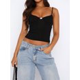 thumbnail image 2 of Faithtur Women Cami Tops Summer Slim Fit Spaghetti Strap Ribbed Crop Tops Low Cut Sleeveless Backless Bustier, 2 of 7