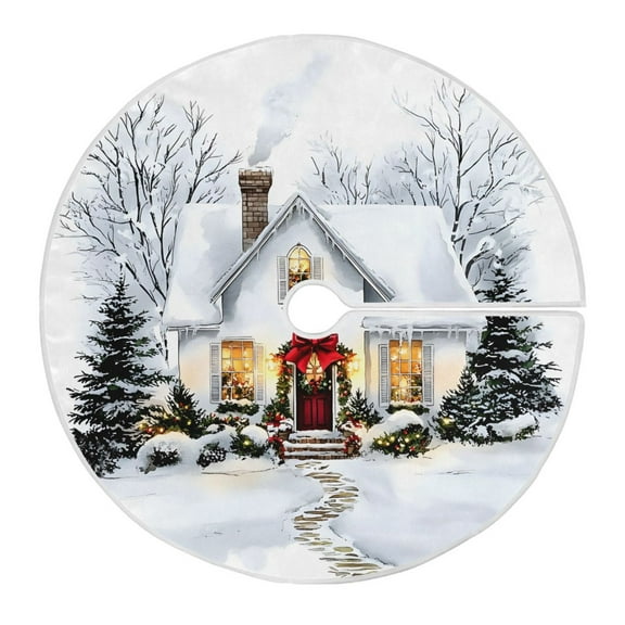 Ryvnso Christmas Tree Skirt Christmas Winter Scenes Xmas Tree Skirts Ornament Home Decorations 35.4"