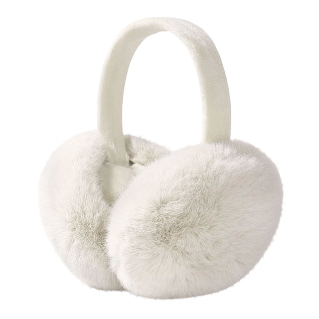 HaoXun Winter Fleece-Lined Foldable Faux Rabbit Fur Ear Muffs - Windproof Cold Weather Protection with Adjustable Headband for Outdoor Activities