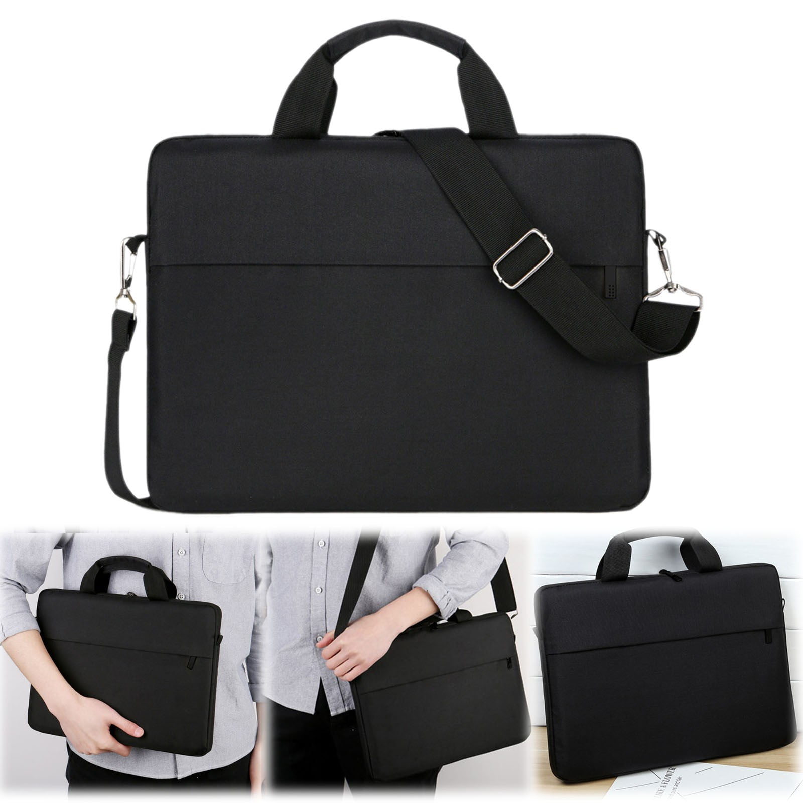 Solivara Portable Computer Bag With Adjustable Shoulder Strap For Work Travel (Black,15*11*1.18in)