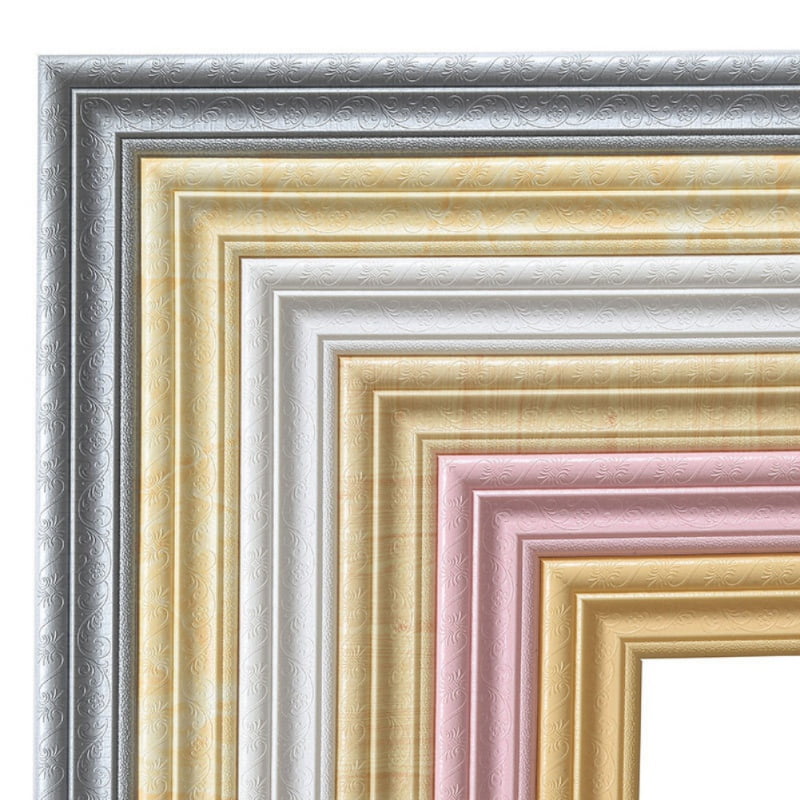 White, Black, Silver Gray 3D Waterproof Wallpaper Border Peel and Stick Wall Border Foam Mirror Borders Removable Self Adhesive Tiles Sticker for Floor Ceiling Window Wall Home Decorate
