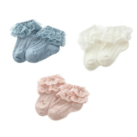 

3 Pairs Girl Lace Socks Comfortable Socks Baby Socks 2-layer Lace Short Socks