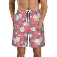 thumbnail image 2 of Uemuo Rose Flowers Pattern Men's Swim Trunks Hawaiian Beach Bathing Suit Swimsuits Beach Quick-Dry Shorts with Pockets-, 2 of 9