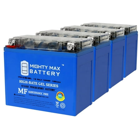 YTX12-BSGEL 12V 10Ah GEL Replacement Battery Compatible with Suzuki LT-F250  Ozark 13-14 - 4 Pack