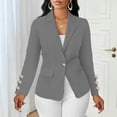 thumbnail image 2 of Edvintorg Womens Blazers for Work Casual Long Sleeve Notch Lapel Suit Jackets with Buttons Fashion Clothing Women Gray XL, 2 of 9