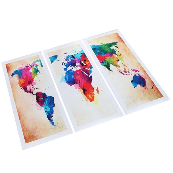 Frameless Painting,3PCS Colorful Frameless Canvas World Map Canvas Frameless Canvas Sleek Aesthetic