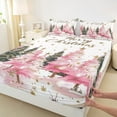 thumbnail image 3 of Manfei Pink Green Xmas Tree Twin Sheet Sets, Merry Christmas Twin Fitted Sheet, Princess Fairy Tale Flat Sheet, Super Cozy Room Decor, 3-Piece, 3 of 7