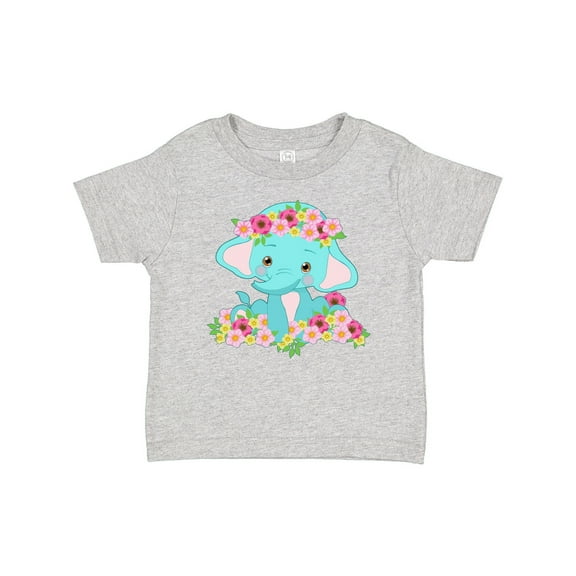 Inktastic Cute Baby Elephant with Flowers Boys or Girls Baby T-Shirt