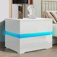 thumbnail image 4 of Hommpa LED Nightstand 2 Drawers High Gloss Bedside Table for Bedroom Home Furniture White, 4 of 9