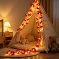 thumbnail image 5 of Doghiosgha Artificial Flower String Lights, Battery Operated, LED Floral Fairy Lights for Window Curtain Bedroom Party Home Wall Decor, 59 Inch, Red, 5 of 6