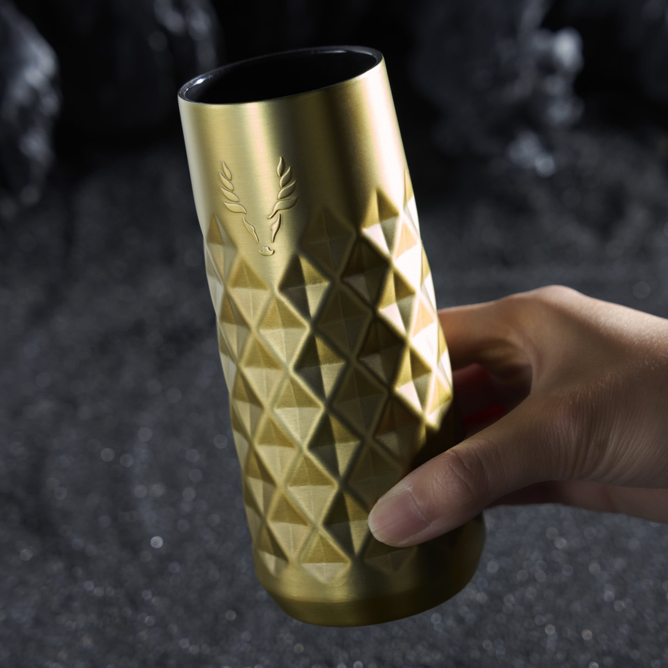 Viski Paragon Champagne Flute, Stainless Steel Drink Tumbler, 9 oz, Gold