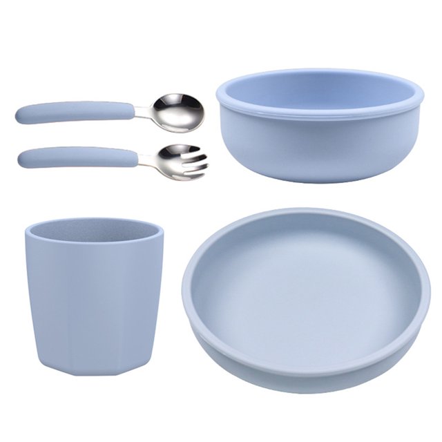 xiaxaixu Silicone Baby Feeding Set Plate and Bowl Cup with Fork Spoon Self Feeding Eating Utensils Weaning Supplies Dinnerware
