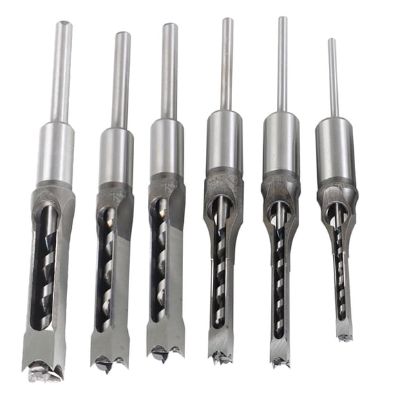 waltyotur 6PCS Square Hole Mortise Chisel Drill Bit Tools 1/4" 5/16" 3/8" 1/2" 9/16" 5/8"