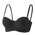 thumbnail image 2 of absanyy Women's Convertible Strapless Bra, Stretchy Comfortable Demi Cup, Smooth No-Show, Moderate Support, Black, Size L, 2 of 7